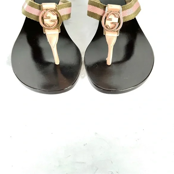 Gucci logo GG pink beige sandals  7.5 - Picture 13 of 15